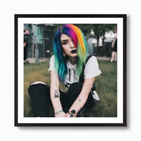 Rainbow Haired Girl 1 Art Print