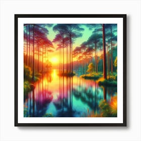 Sunset In The Forest 27 Art Print