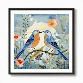 Bird In Nature Bluebird 1 Art Print