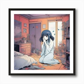 Anime Girl In A Room 2 Art Print