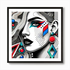 Abstract Women Face Painting Art Print