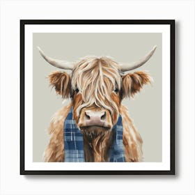 Watercolour Highland Cow Gordon Art Print