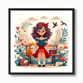 Girl Reading A Book Art Print