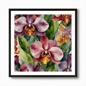 Orchids Seamless Pattern 1 Art Print