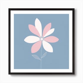 A White And Pink Flower In Minimalist Style Square Composition 604 Art Print