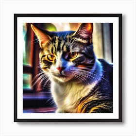 Cat In Front Of Window Art Print