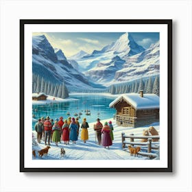 Switzerland In Winter alpp mountains Art Print