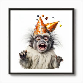 Monkey In A Party Hat Art Print