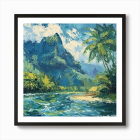 A Tahiti In French Polynesia Oil Painting Illust 1720357430 4 Art Print