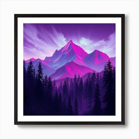 Purple Mountain Landscape 1 Art Print