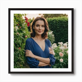 Photo Medium Shot Woman Posing In Romantic Garden1 0 Art Print