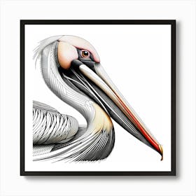 Pelican - Abstract Line Art Illustration 136 Art Print