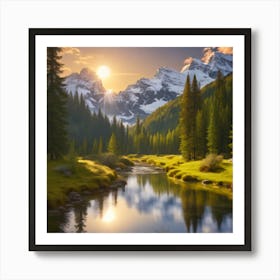 River In The Mountains Art Print