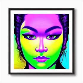 Asian Girl In Neon Art Print