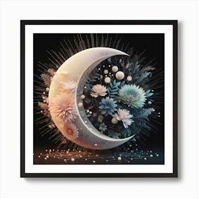 Moon And Flower 4 Art Print