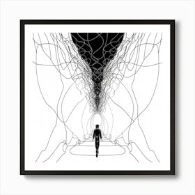 Man Walking Through A Tunnel Art Print