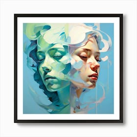 Abstract Faces Merging Into A Single Form Art Print