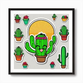 Cactus Stickers 1 Art Print