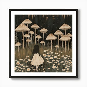 Wild Mushrooms Fairycore Painting 1 Art Print