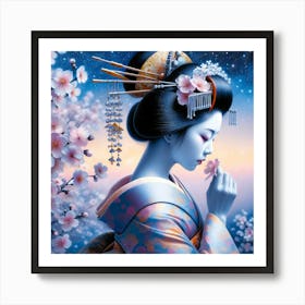 Japan Traditional Geisha Illustration By Ad 113 Art Print