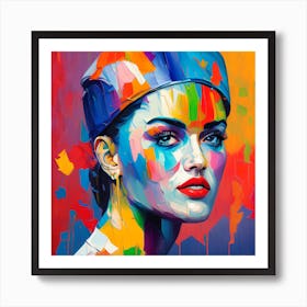 Olpntng Style Realistic Multi Color Retro   Pattern Illustration Oil Painting Heavy Strokes Pain  (5) Art Print