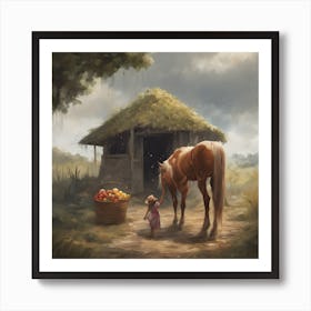 Little Girl And Horse Art Print