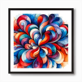 Watercolor Abstract Flower Leaves Wall Art Art Print