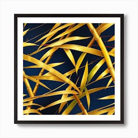 Golden Bamboo Leaves Art Print