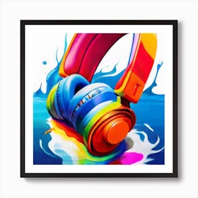 Colorful Headphones Art Print