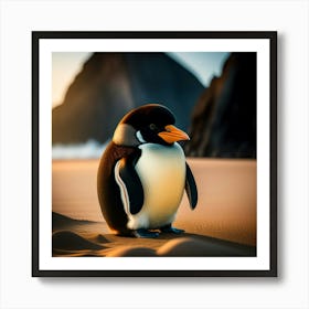 Penguin In The Sand Art Print