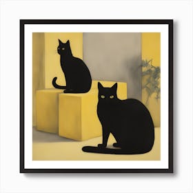 Two Black Cats 2 Art Print