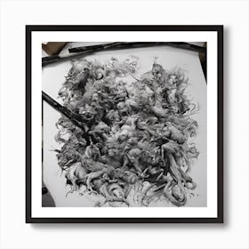 Black And White Drawing Art Print