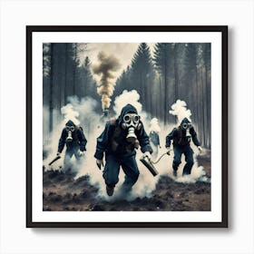 Gas Masks In The Forest 11 Art Print