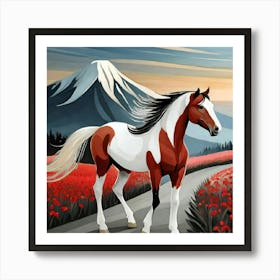 Caballo Parado En El Camino, Dibujo Art Print