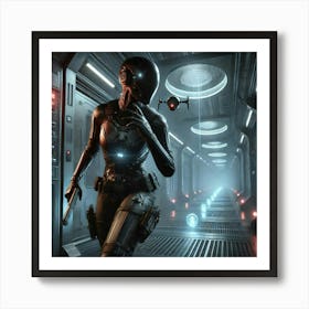 A Sci Fi Scene Illustrating Stealth Mastery, Fea Art Print