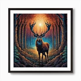 Deer In The Forest 61 Art Print