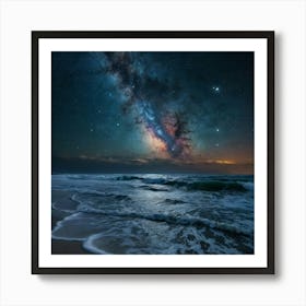 Milky Way Over The Ocean, beautiful wall art Art Print