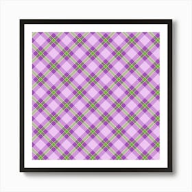 Purple Plaid Fabric 1 Art Print