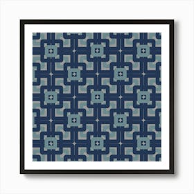 Blue Tile Pattern Art Print