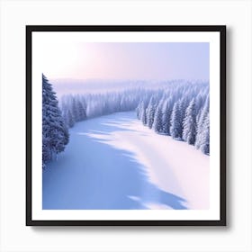 Aerial View Of Snowy Forest 2 Art Print