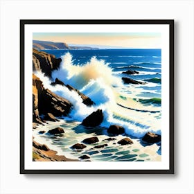 Ocean Crashing Art Print