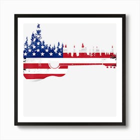 American Flag Guitar 4th Of July Patriotic Art Print