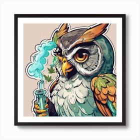 Owl With A Pipe Art Print