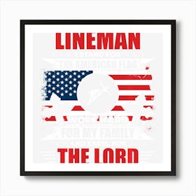 Lineman American Flag Lineman Gift Art Print