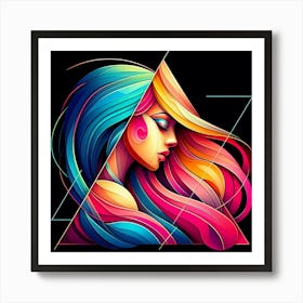 Portrait Of A Woman With Colorful Hair 1 Art Print