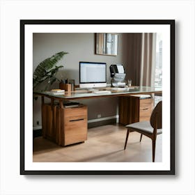 A Photo Of A Modern Office Desk With A Computer Mo (6) Art Print