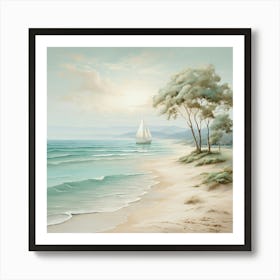 Sailboat On The Beach Art Print