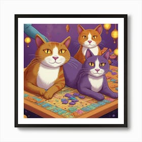 Chinese New Year Cats Art Print