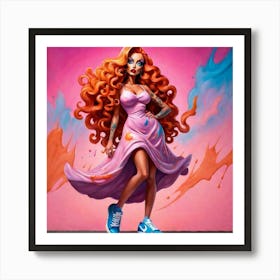 Girl With Orange Hair Art Print