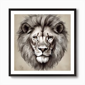 Lion Head Tattoo Art Print